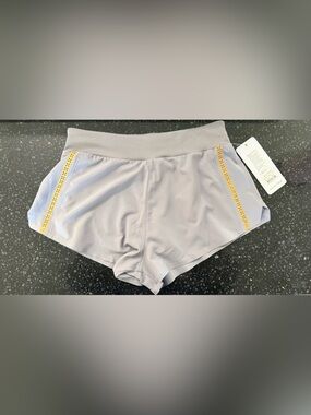 RHONE Grey-Silver Breakaway Shorts with Gold Trim